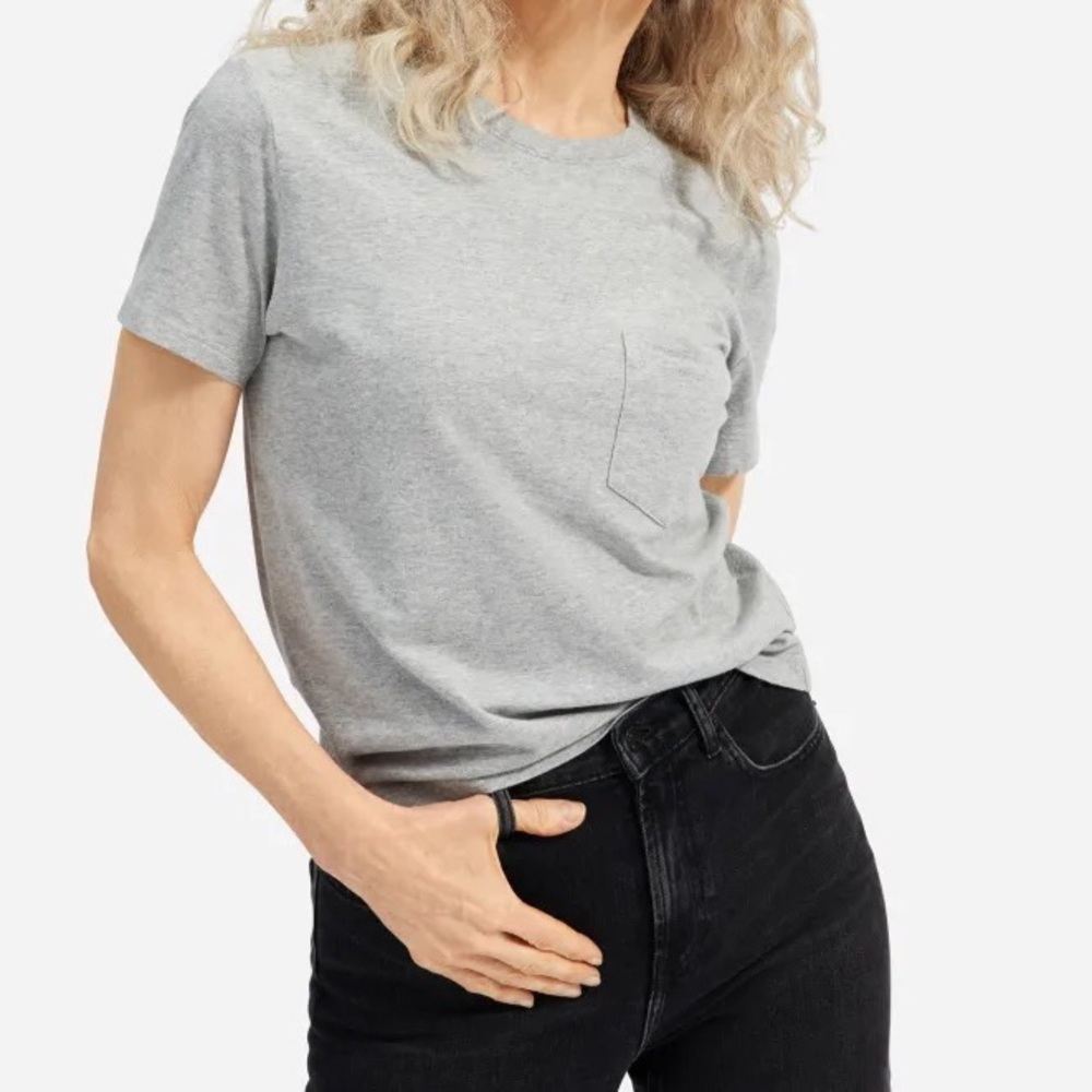 Grey baby tee with pocket